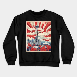 Seattle Washington United States of America Tourism Vintage Poster Crewneck Sweatshirt